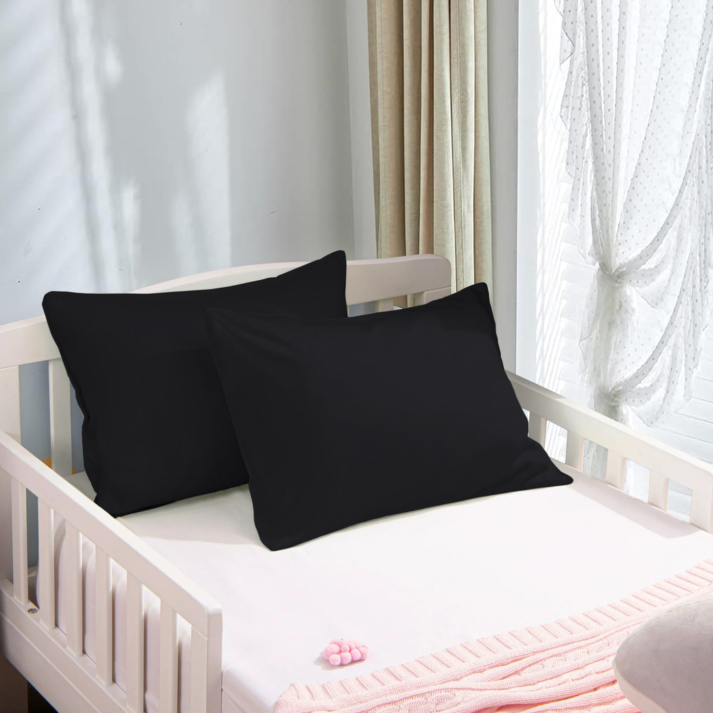 800TC 100% Organic Cotton Set of 2 Toddler/Travel Pillow Cases Zipper Closure