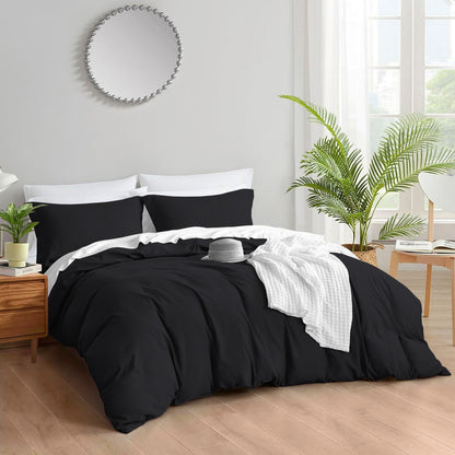 400TC 100% Organic Cotton 3pc Duvet Cover Set with Zipper Closure & Corner Ties