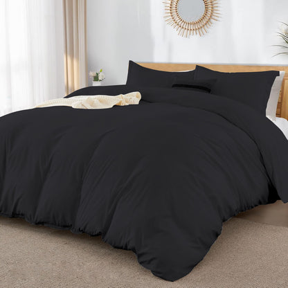 Premium Brushed Microfiber 3pc Duvet Cover Set with Zipper Closure & Corner Ties