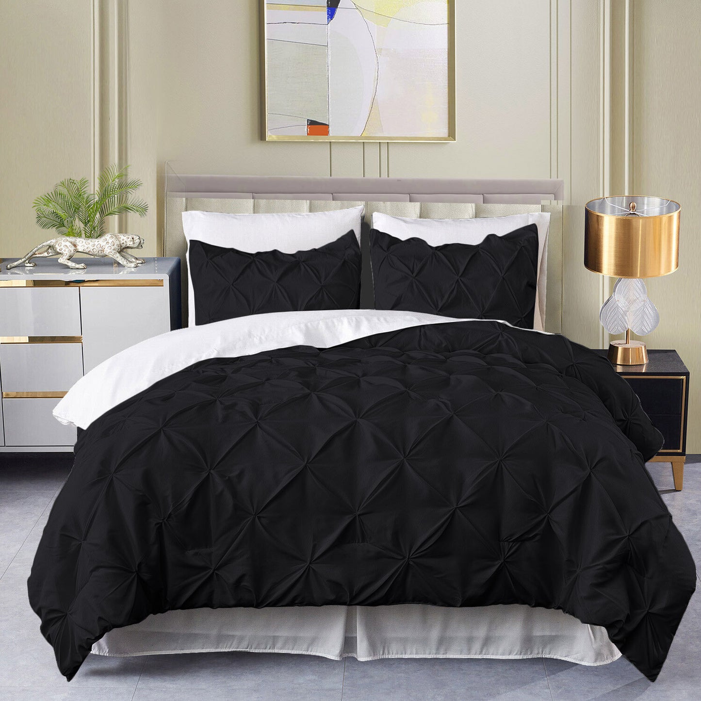 400TC 100% Organic Cotton All Season Export Quality 1pc Pinch Pleated Comforter, 300GSM, 700+ Fill Power, 45 oz Fill Weight