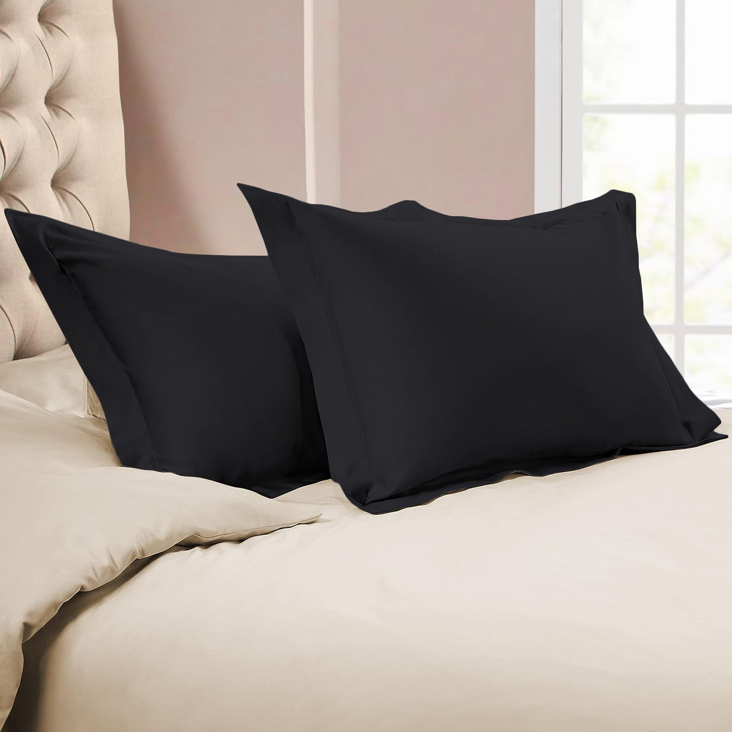 800TC 100% Organic Cotton Pillow Shams Set o f 2 - Envelope Closure