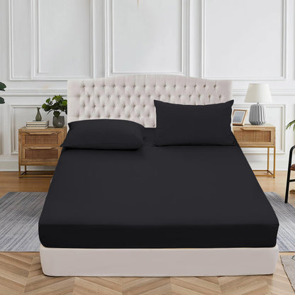 400TC 100% Organic Cotton 3pc Fitted Sheet 18" Deep Pocket ( 1 Fitted & 2 Pillowcases )