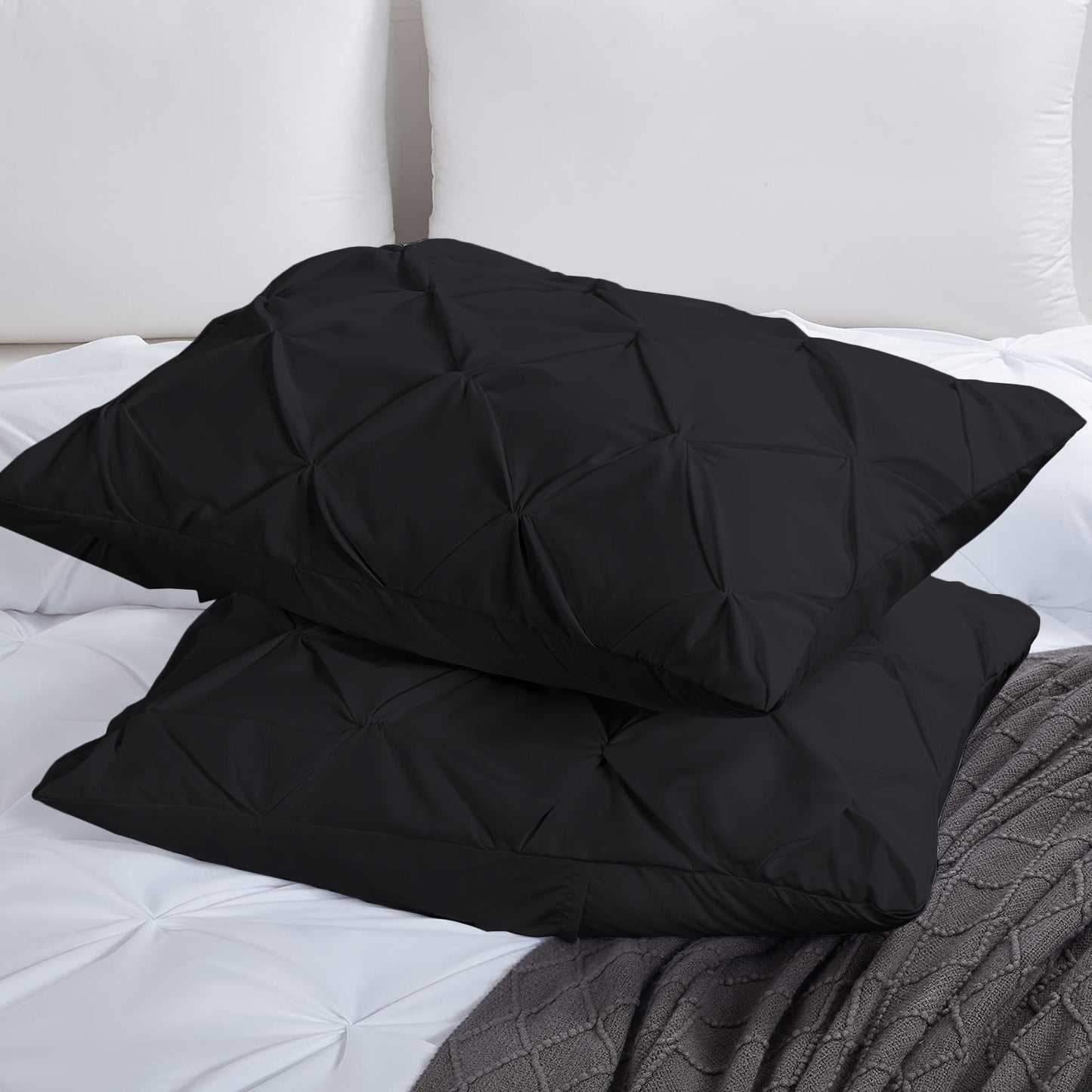 800TC 100% Organic Cotton Set of 2PC Pinch Pleated Pillow Cases Envelope Closure