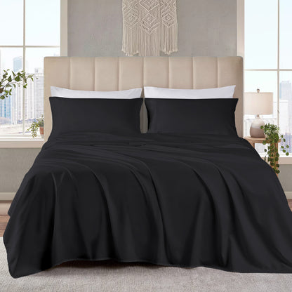 400TC 100% Organic Cotton 4pc Sheet Set -18"" Deep Pocket  ( 1 Fitted , 1 Flat & 2 Pillowcases )