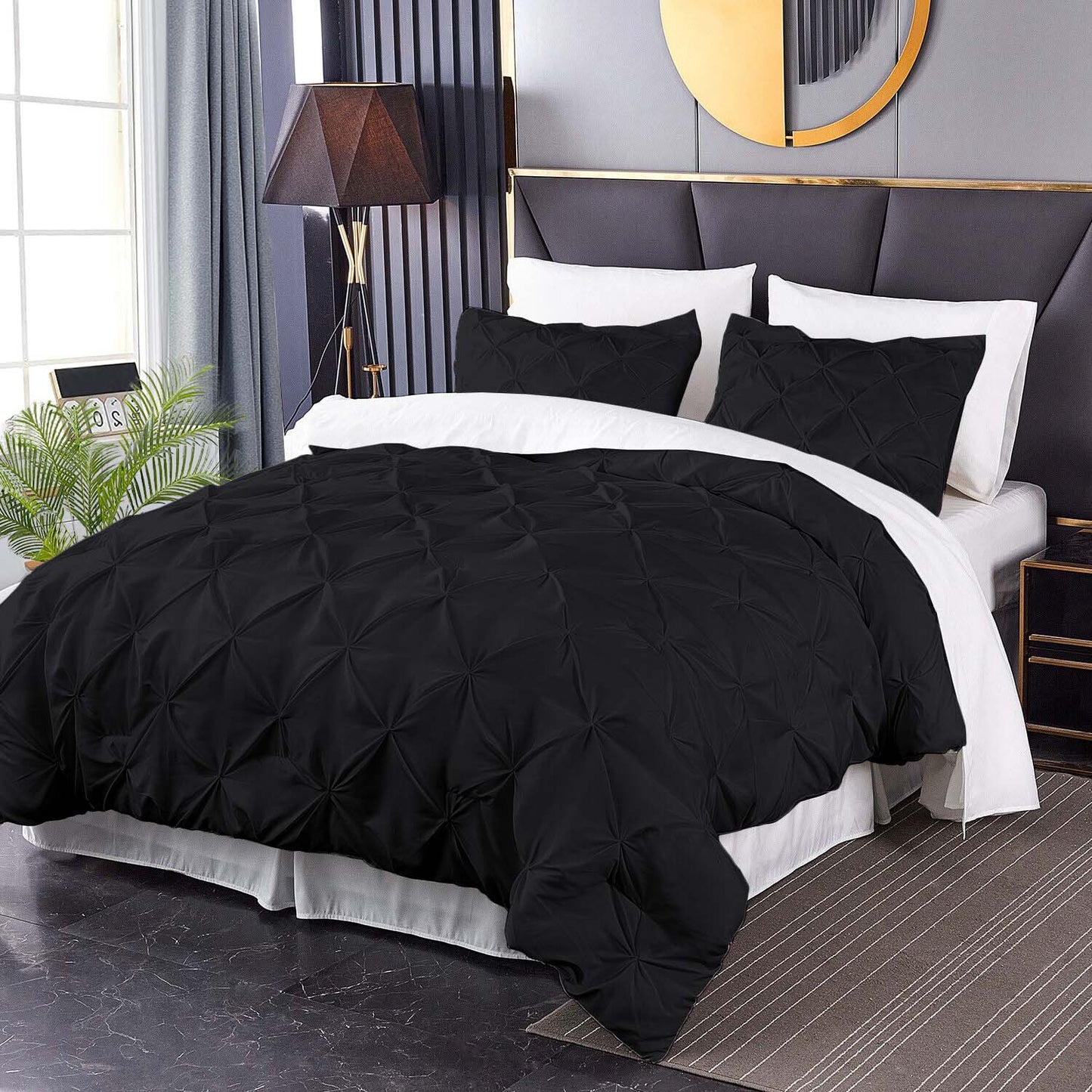 Premium Brushed Microfiber All Season Export Quality 1pc Pinch Pleated Comforter, 300GSM, 700+ Fill Power, 45 oz Fill Weight