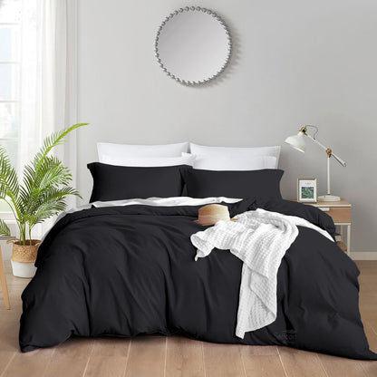 800TC 100% Organic Cotton 3pc Duvet Cover Set with Zipper Closure & Corner Ties
