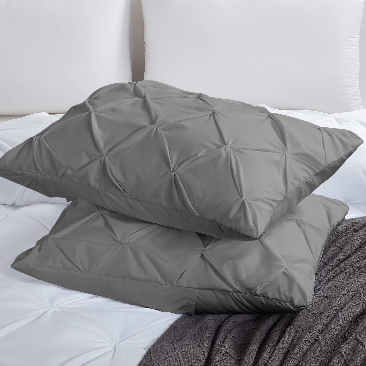 800TC 100% Organic Cotton Set of 2PC Pinch Pleated Pillow Cases Envelope Closure