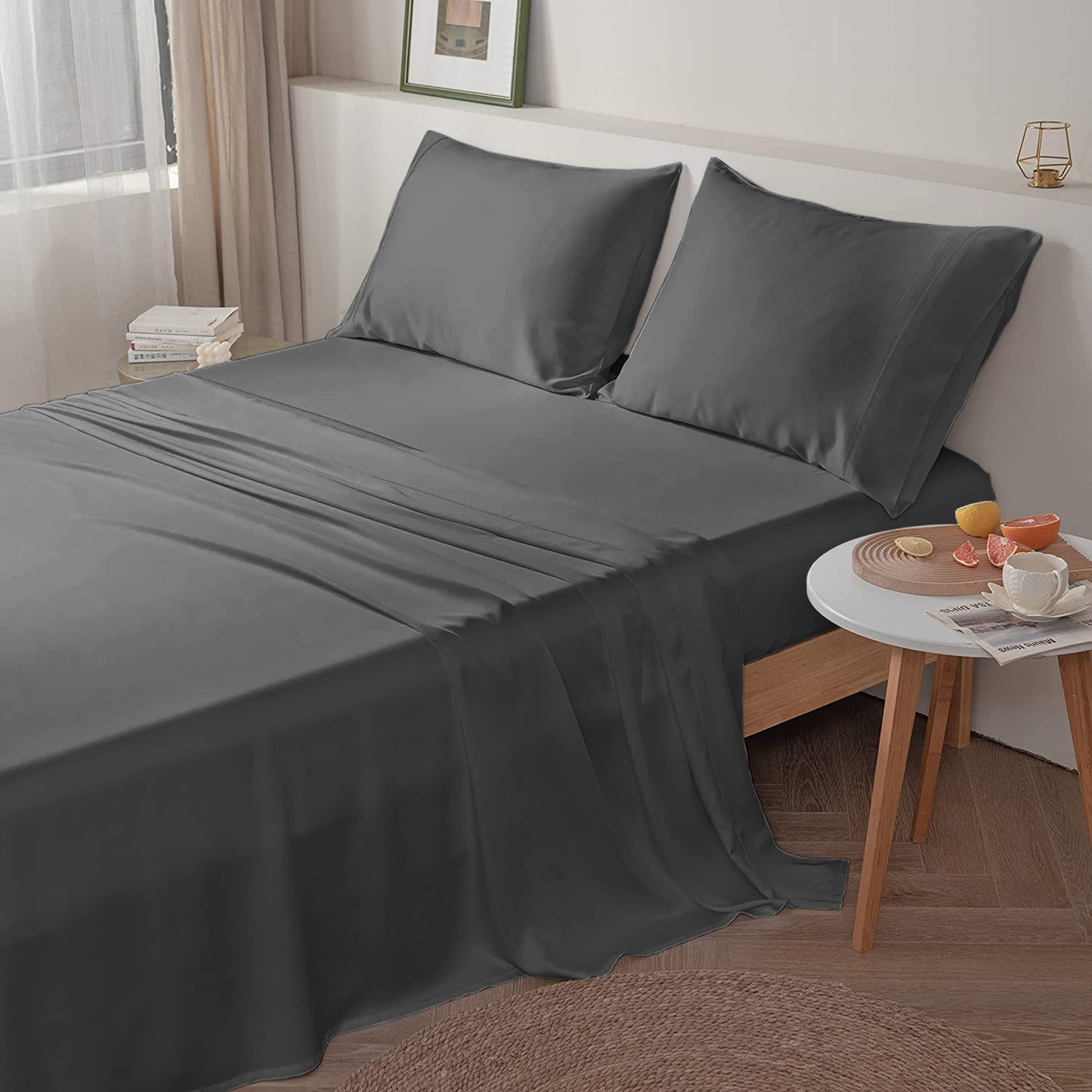 400TC 100% Organic Cotton 3pc Flat Sheet All Size/Colors ( 1 Flat & 2 Pillowcases )