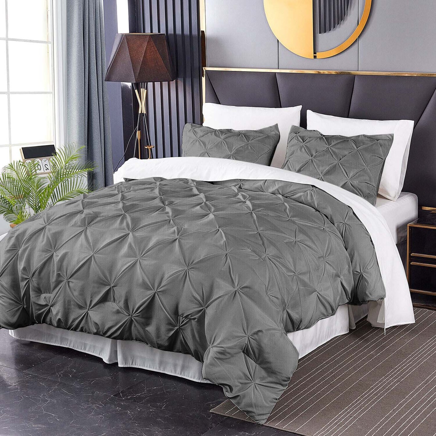 Premium Brushed Microfiber All Season Export Quality 1pc Pinch Pleated Comforter, 300GSM, 700+ Fill Power, 45 oz Fill Weight
