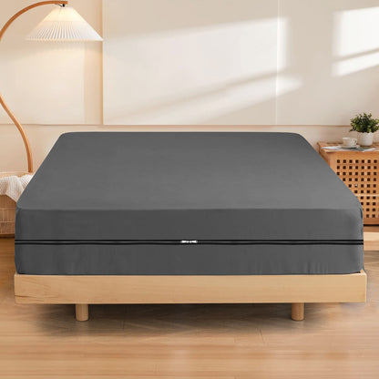 Premium Brushed Microfiber 1pc Zipper Fitted Sheet 8" Deep Pocket