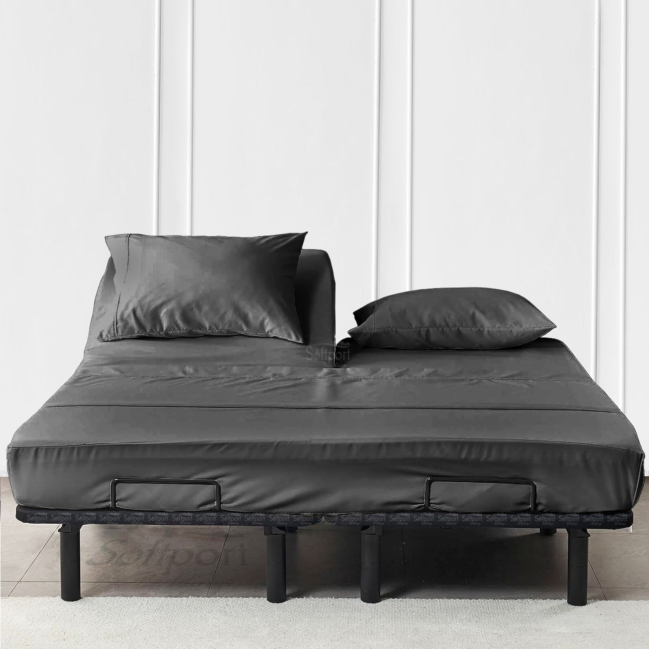400TC 100% Organic Cotton 4pc Split Head Flex Sheet Set -18" Deep Pocket  ( 1 Fitted , 1 Flat & 4 Pillowcases )