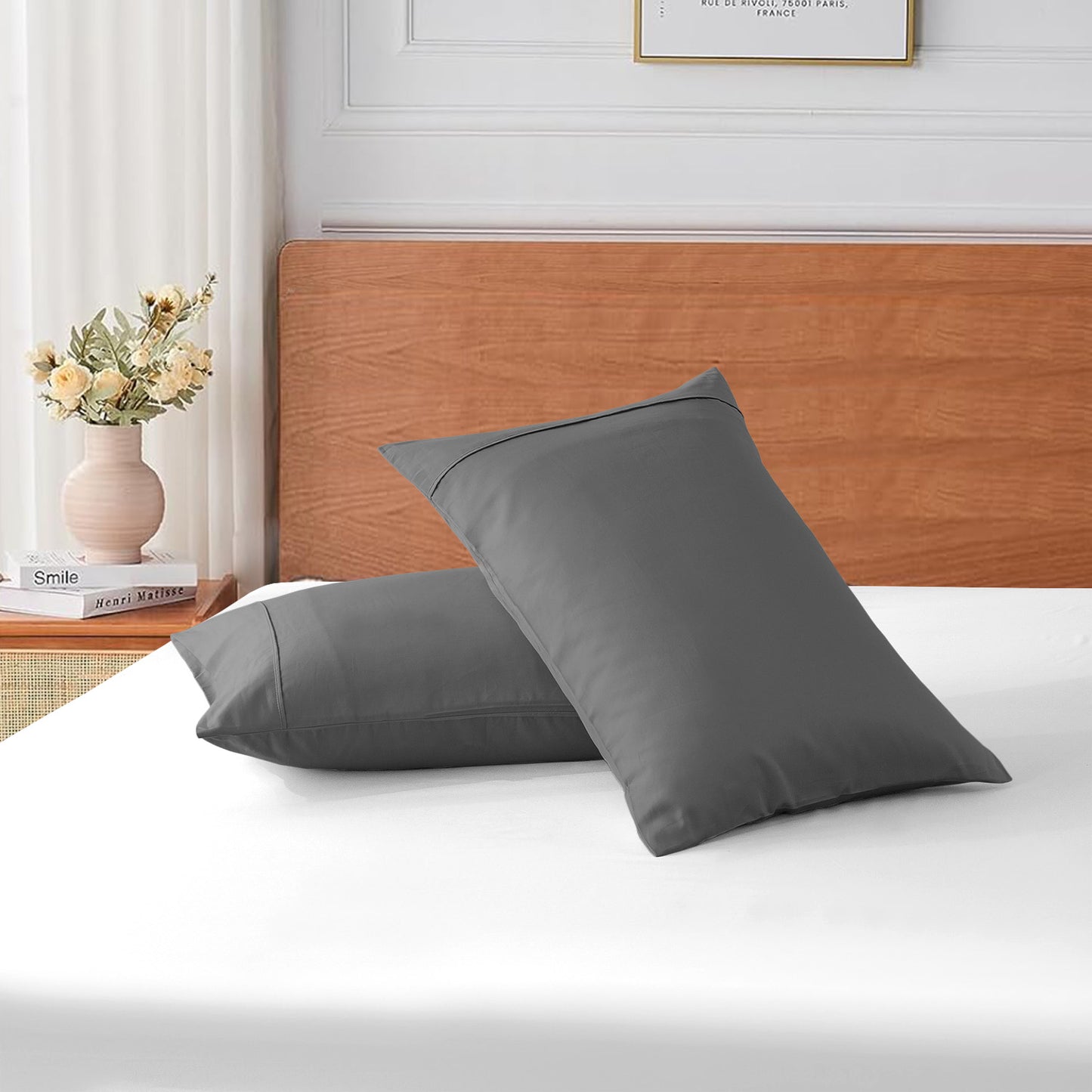 800TC 100% Organic Cotton Set of 2 Pillow Cases Envelope Closure