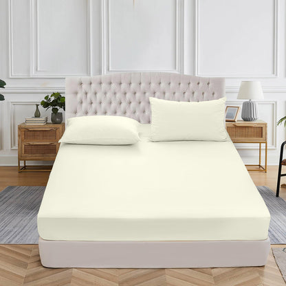 400TC 100% Organic Cotton 3pc Fitted Sheet 18" Deep Pocket ( 1 Fitted & 2 Pillowcases )
