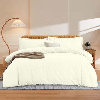 400TC 100% Organic Cotton 5pc Duvet Cover Set with Zipper Closure & Corner Ties