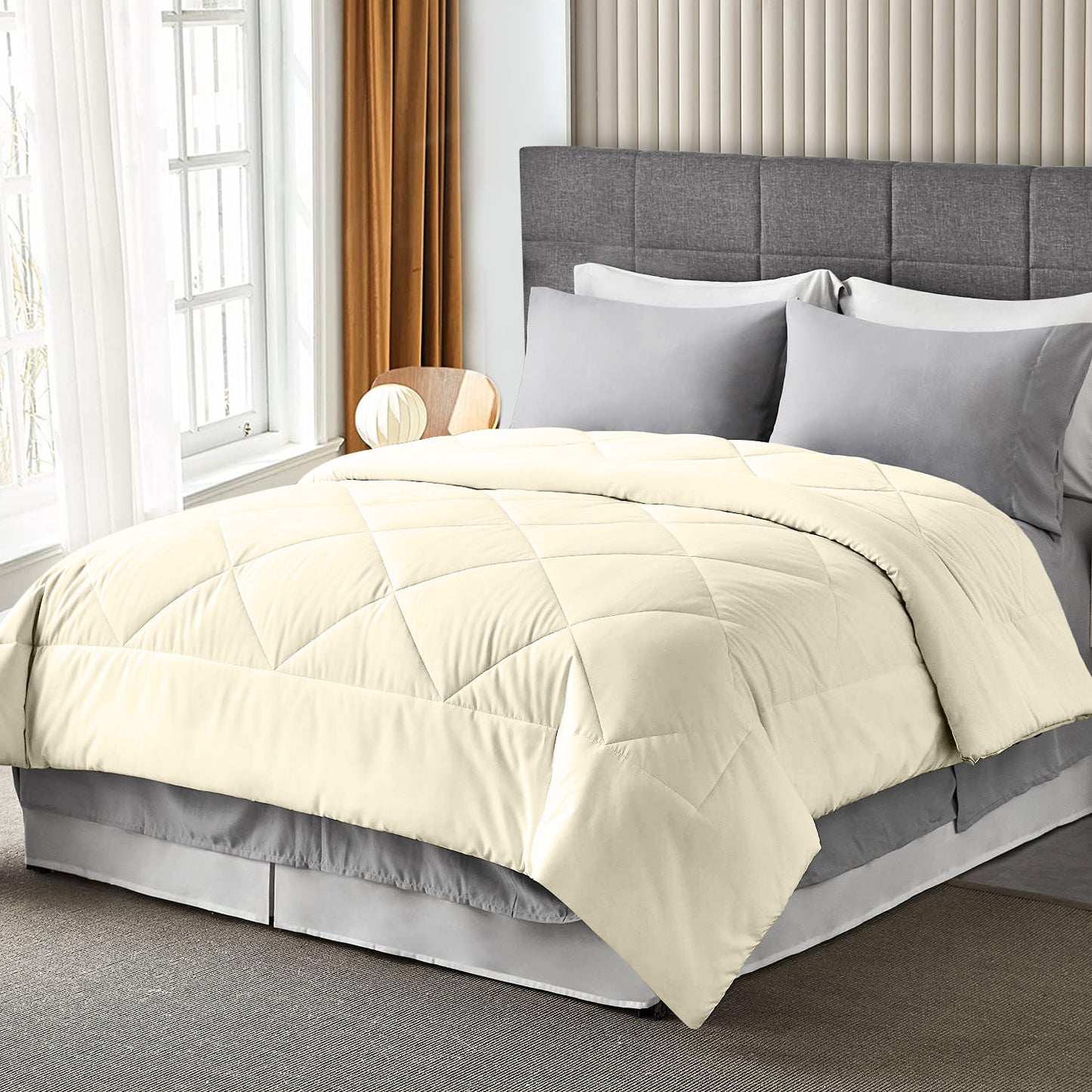 400TC 100% Organic Cotton All Season Export Quality 1pc Comforter, 300GSM, 700+ Fill Power, 45 oz Fill Weight