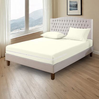 800TC 100% Organic Cotton 3pc Zipper Fitted Sheet 8" Deep Pocket ( 1 Fitted & 2 Pillowcases )