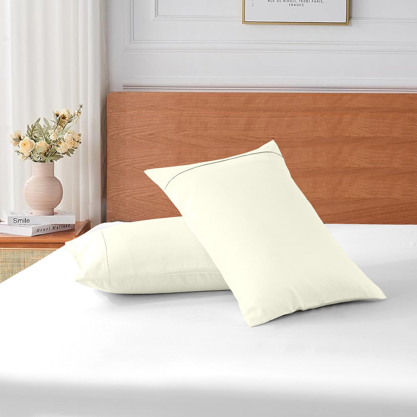 800TC 100% Organic Cotton Set of 2 Pillow Cases Envelope Closure