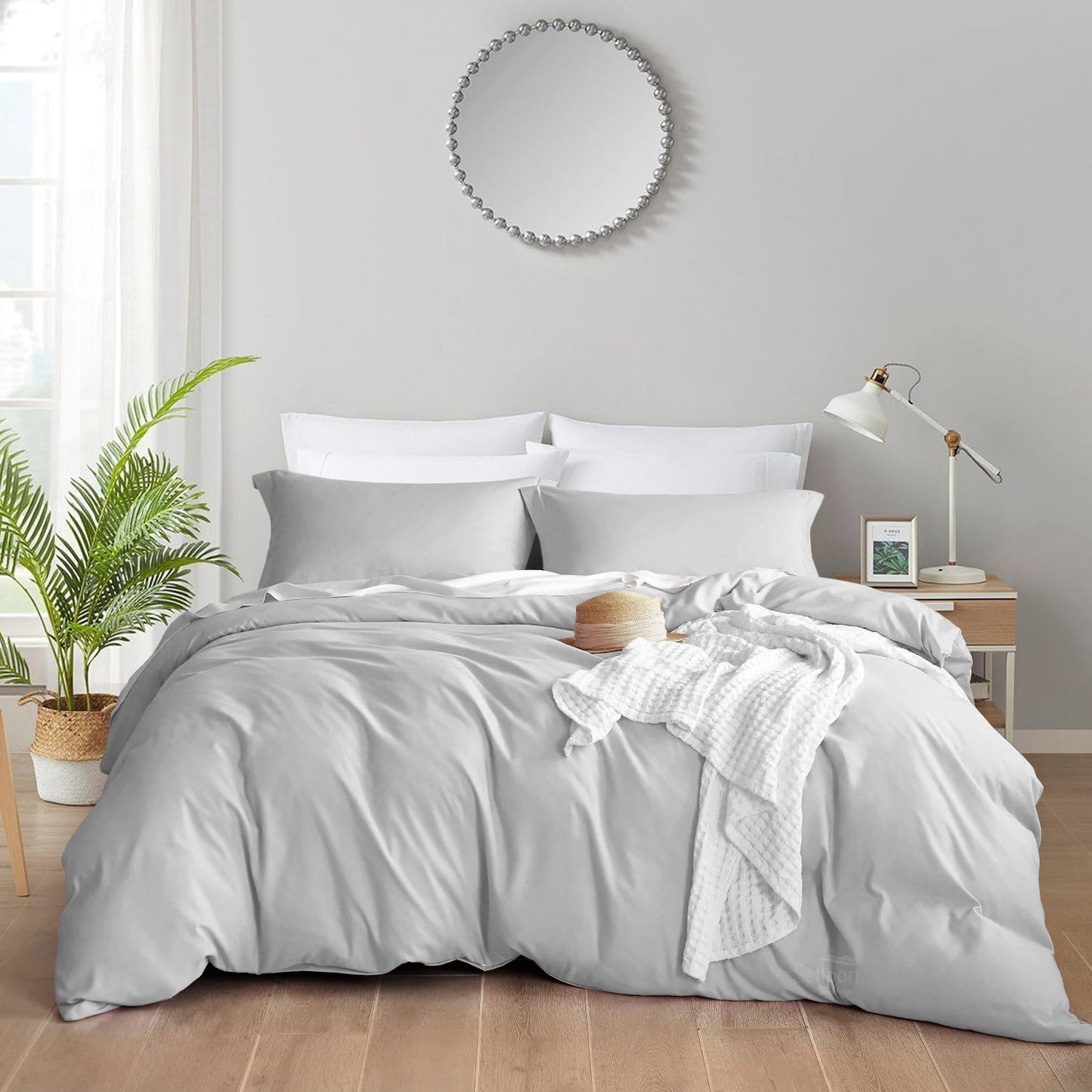 800TC 100% Organic Cotton 3pc Duvet Cover Set with Zipper Closure & Corner Ties