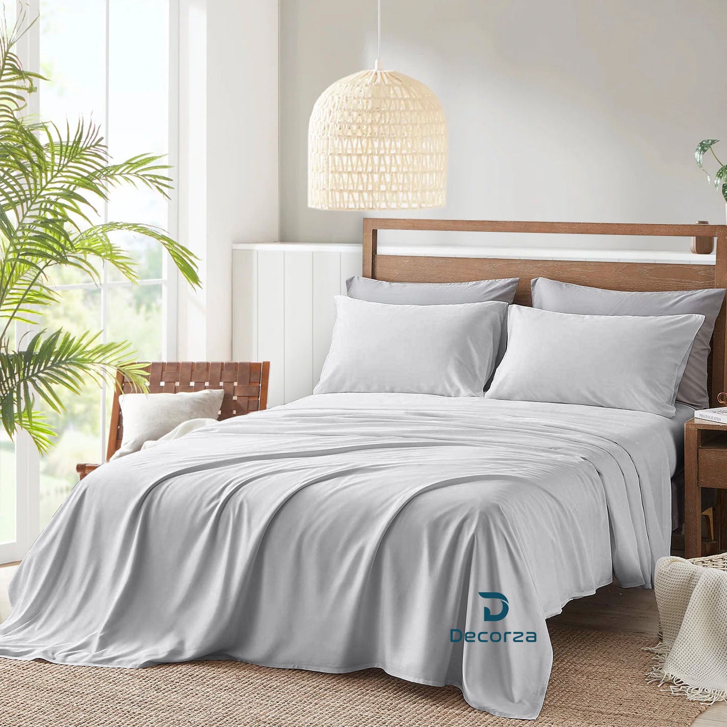 800TC 100% Organic Cotton 6pc Sheet Set -18"" Deep Pocket  ( 1 Fitted , 1 Flat & 4 Pillowcases )