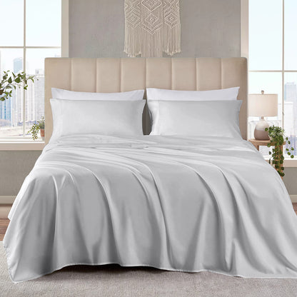 400TC 100% Organic Cotton 4pc Sheet Set -18"" Deep Pocket  ( 1 Fitted , 1 Flat & 2 Pillowcases )