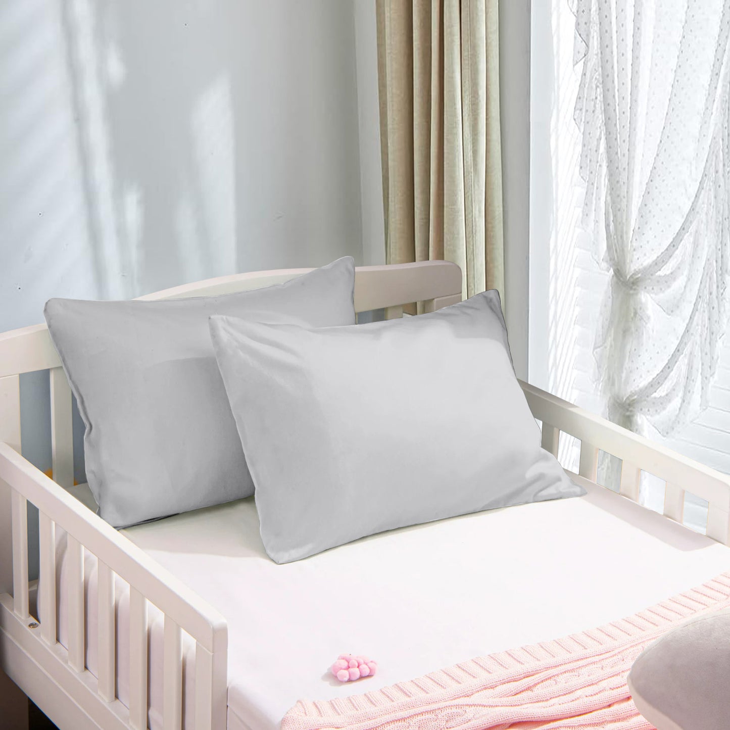 800TC 100% Organic Cotton Set of 2 Toddler/Travel Pillow Cases Zipper Closure