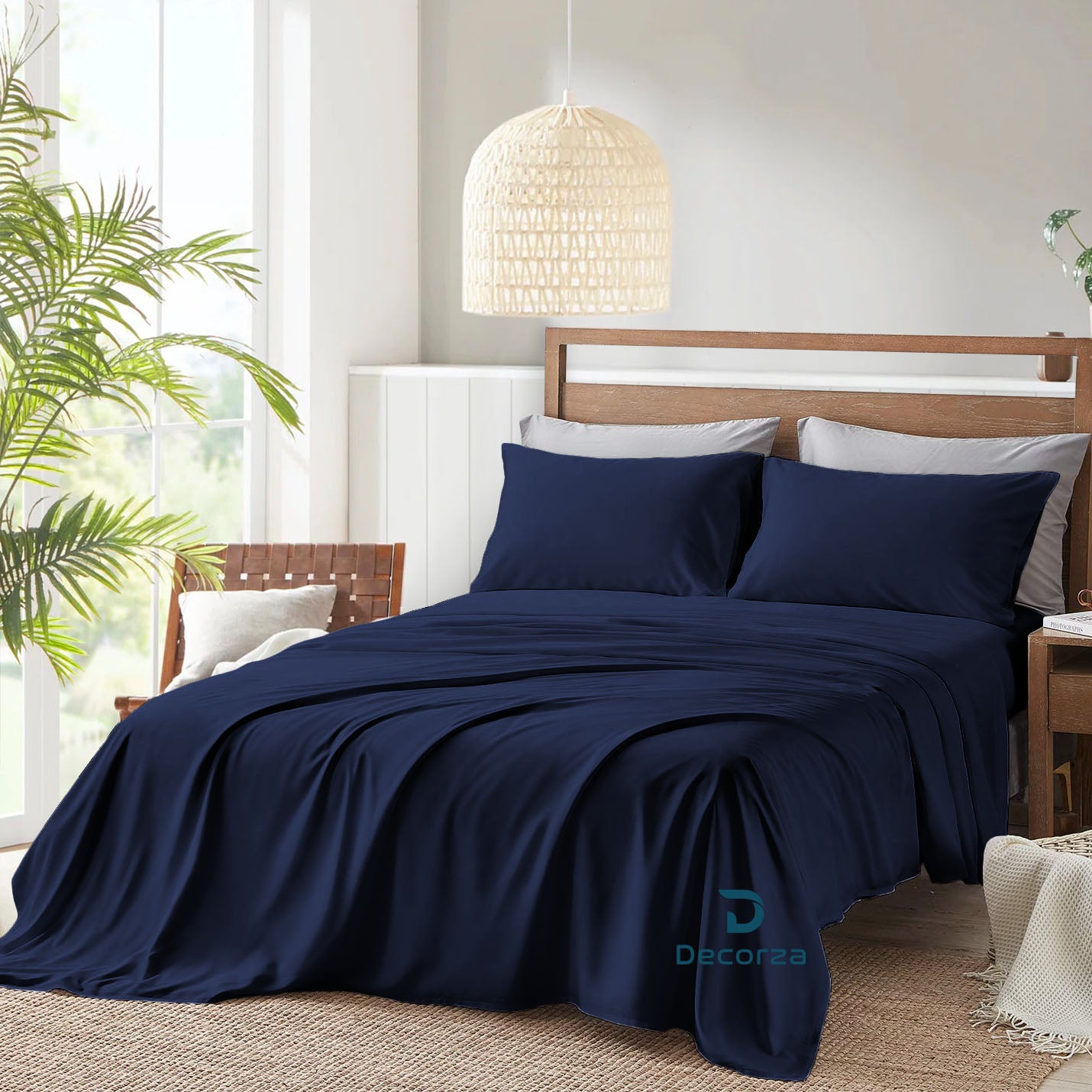 800TC 100% Organic Cotton 6pc Sheet Set -18"" Deep Pocket  ( 1 Fitted , 1 Flat & 4 Pillowcases )