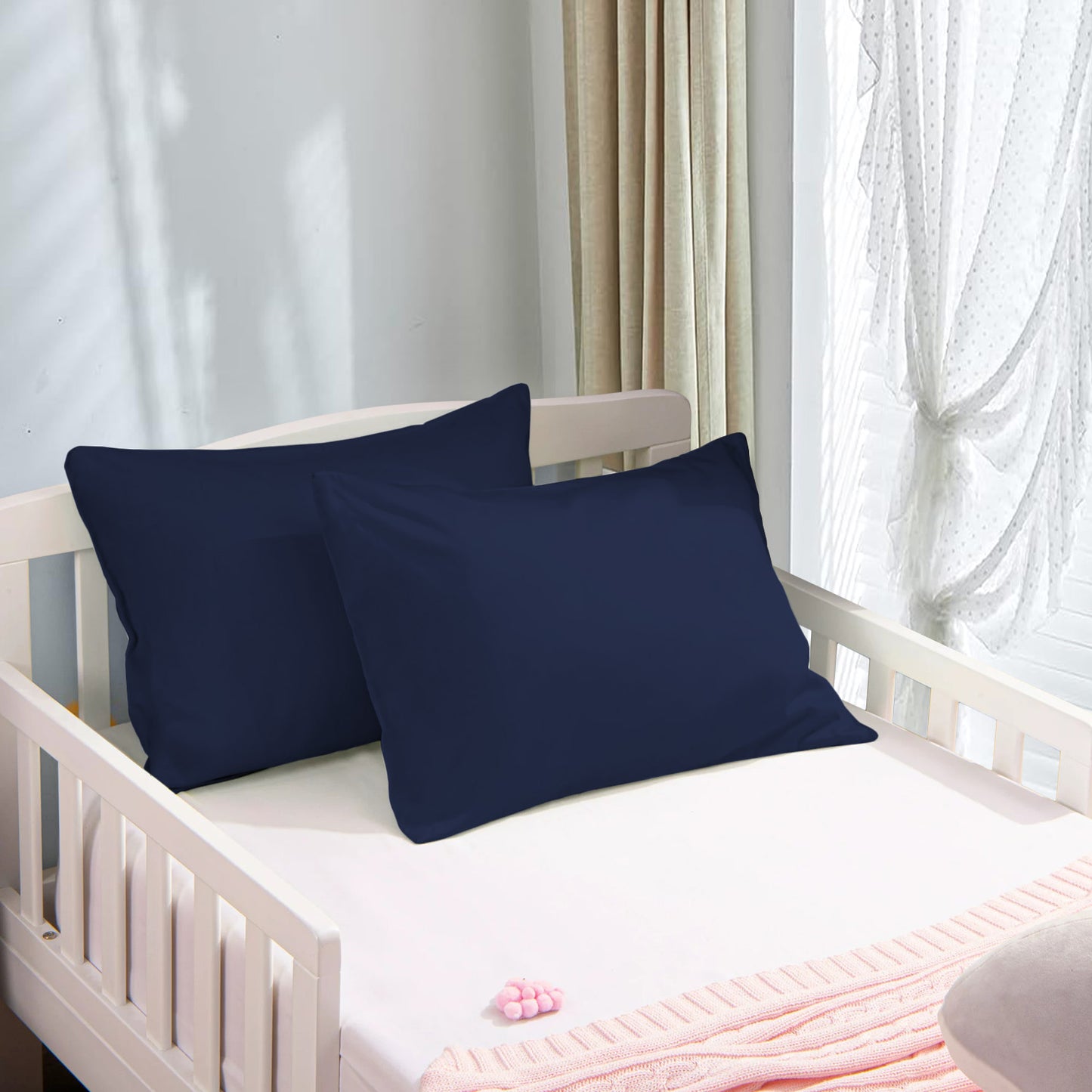 800TC 100% Organic Cotton Set of 2 Toddler/Travel Pillow Cases Zipper Closure