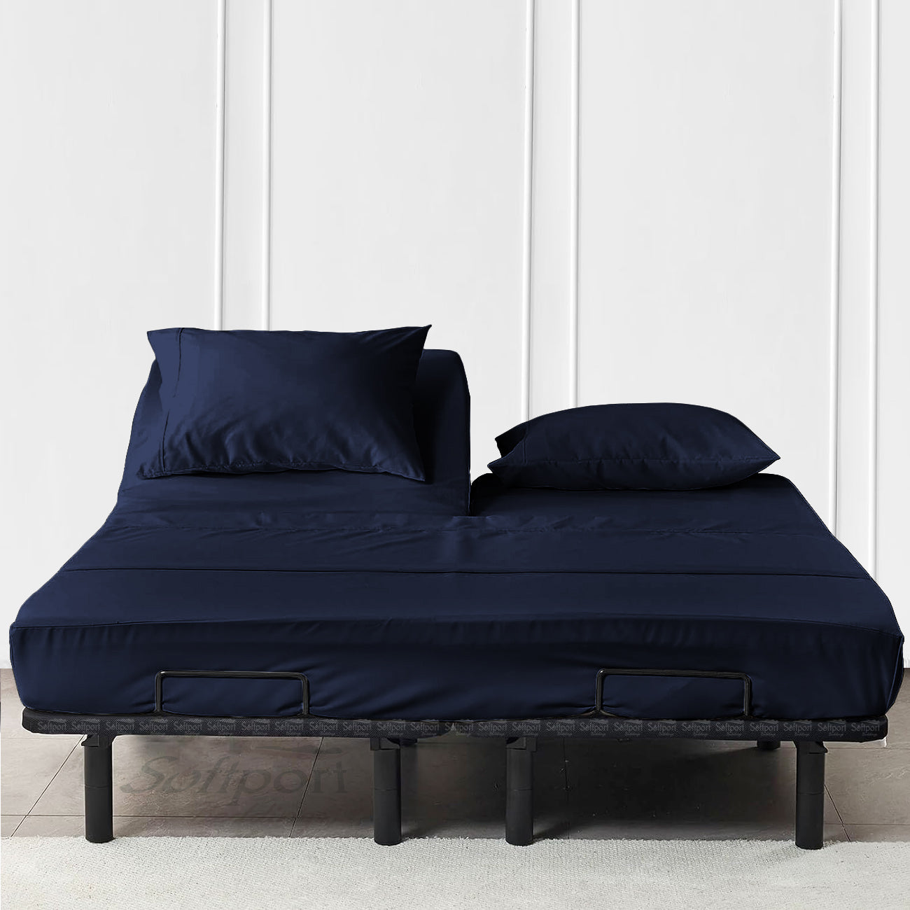 400TC 100% Organic Cotton 4pc Split Head Flex Sheet Set -18" Deep Pocket  ( 1 Fitted , 1 Flat & 4 Pillowcases )