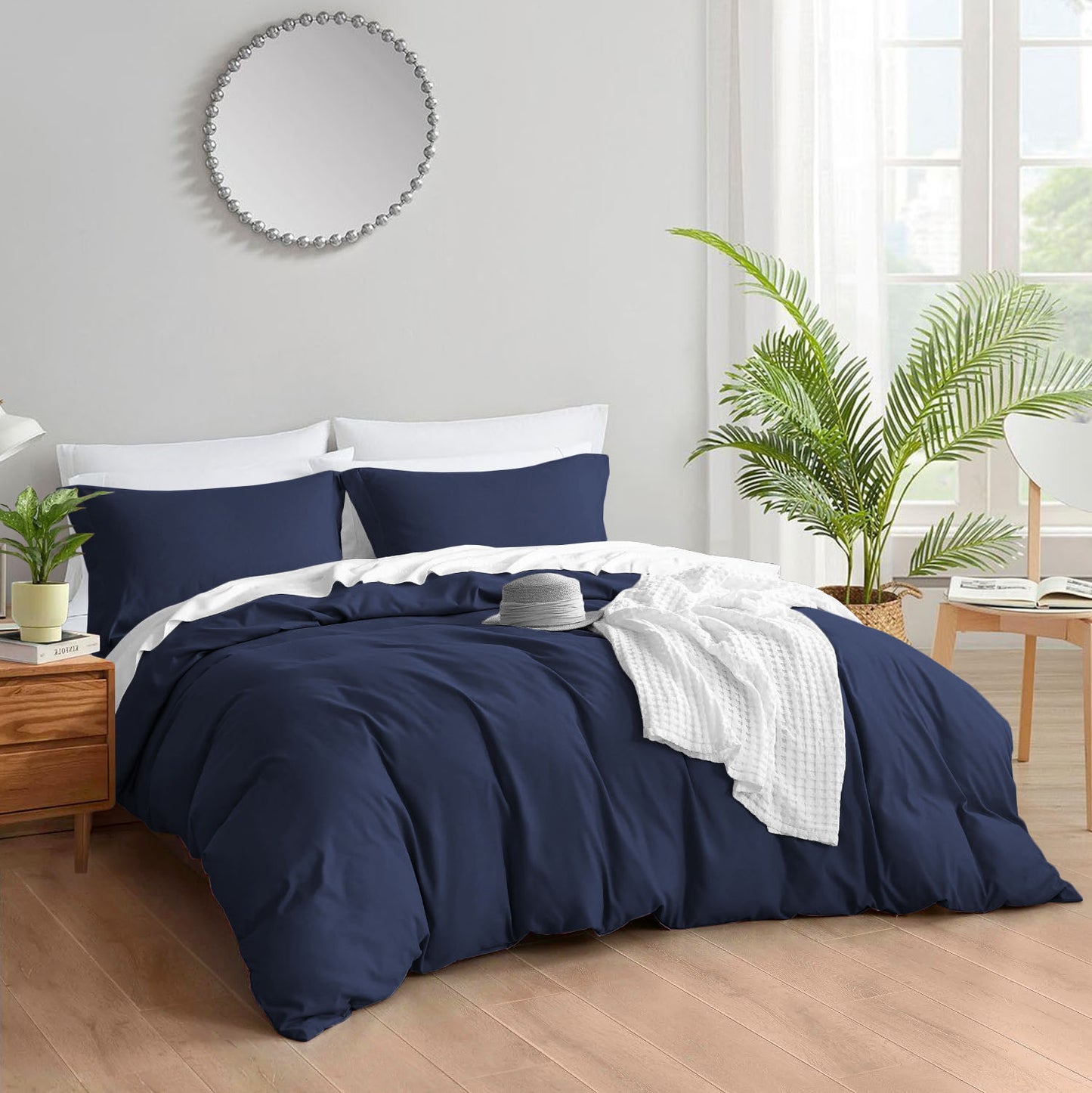 400TC 100% Organic Cotton 3pc Duvet Cover Set with Zipper Closure & Corner Ties