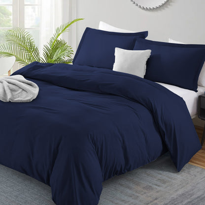 800TC 100% Organic Cotton 5pc Duvet Cover Set with Zipper Closure & Corner Ties