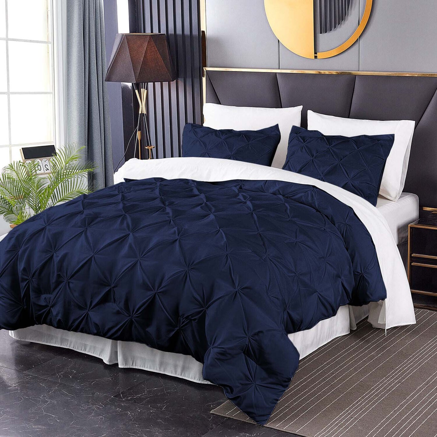 Premium Brushed Microfiber All Season Export Quality 1pc Pinch Pleated Comforter, 300GSM, 700+ Fill Power, 45 oz Fill Weight