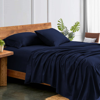 800TC 100% Organic Cotton 4pc Sheet Set -18"" Deep Pocket  ( 1 Fitted , 1 Flat & 4 Pillowcases )