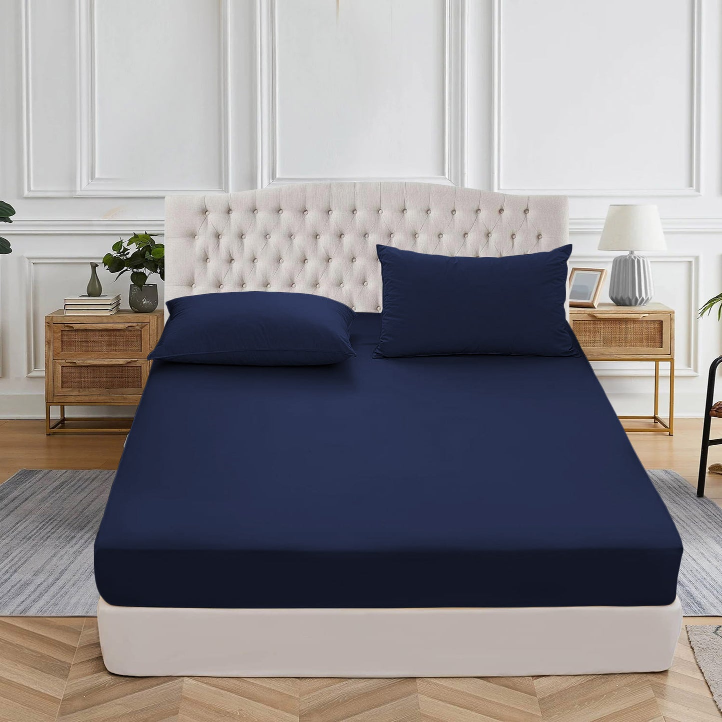 400TC 100% Organic Cotton 3pc Fitted Sheet 18" Deep Pocket ( 1 Fitted & 2 Pillowcases )