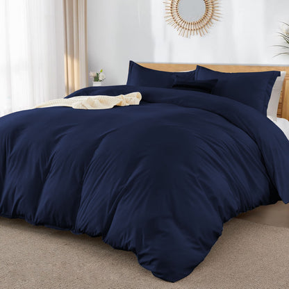 Premium Brushed Microfiber 3pc Duvet Cover Set with Zipper Closure & Corner Ties