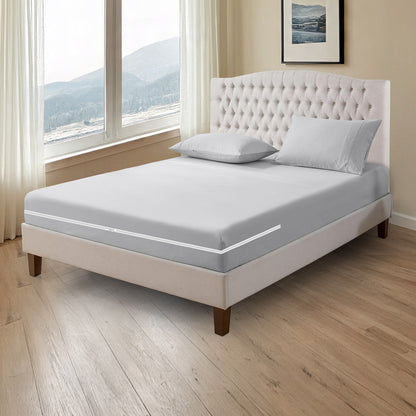 800TC 100% Organic Cotton 3pc Zipper Fitted Sheet 8" Deep Pocket ( 1 Fitted & 2 Pillowcases )