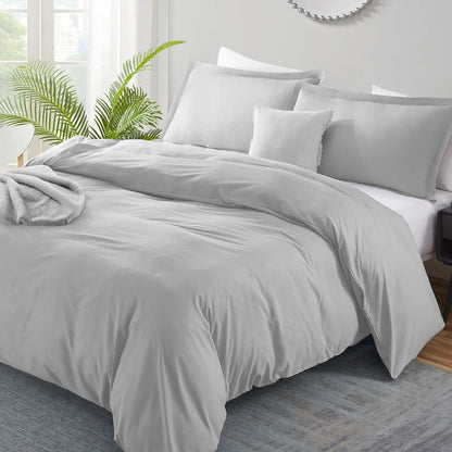 800TC 100% Organic Cotton 5pc Duvet Cover Set with Zipper Closure & Corner Ties