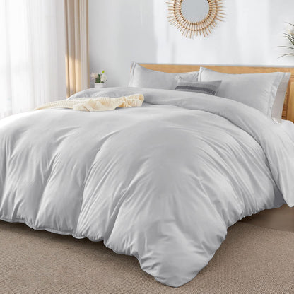 Premium Brushed Microfiber 1pc Duvet Cover Set with Zipper Closure & Corner Ties