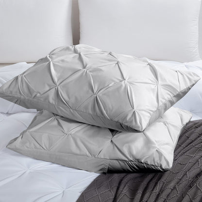 800TC 100% Organic Cotton Set of 2PC Pinch Pleated Pillow Cases Envelope Closure