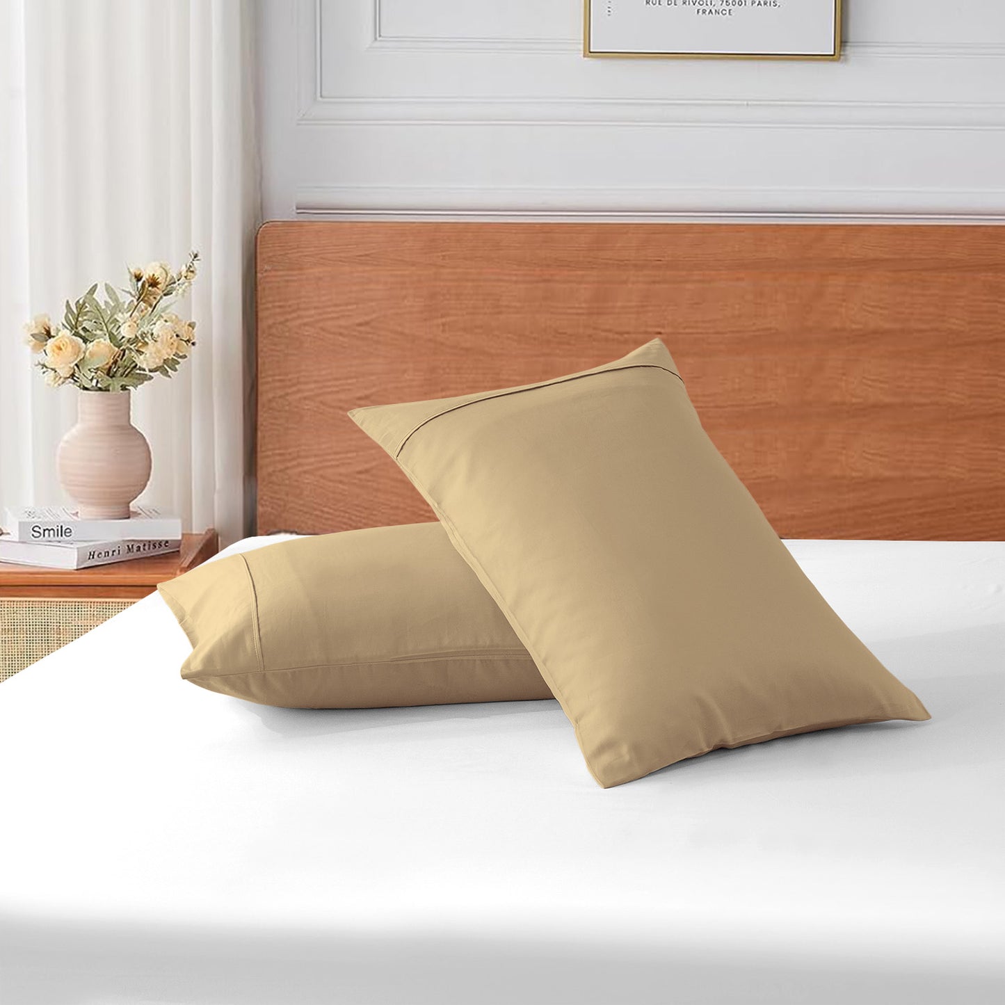 800TC 100% Organic Cotton Set of 2 Pillow Cases Envelope Closure
