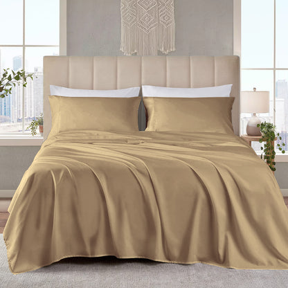 400TC 100% Organic Cotton 4pc Sheet Set -18"" Deep Pocket  ( 1 Fitted , 1 Flat & 2 Pillowcases )
