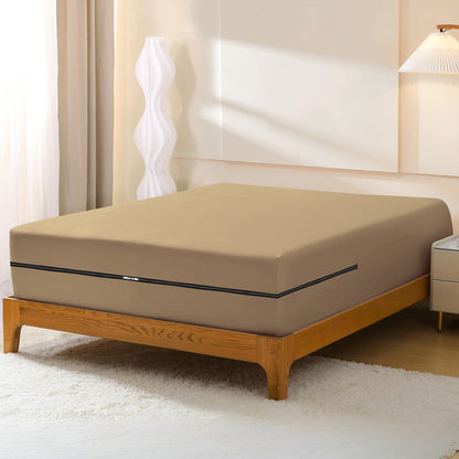 800TC 100% Organic Cotton 1pc Zipper Fitted Sheet 8" Deep Pocket
