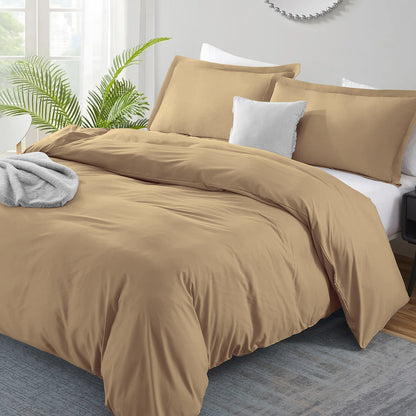 800TC 100% Organic Cotton 5pc Duvet Cover Set with Zipper Closure & Corner Ties