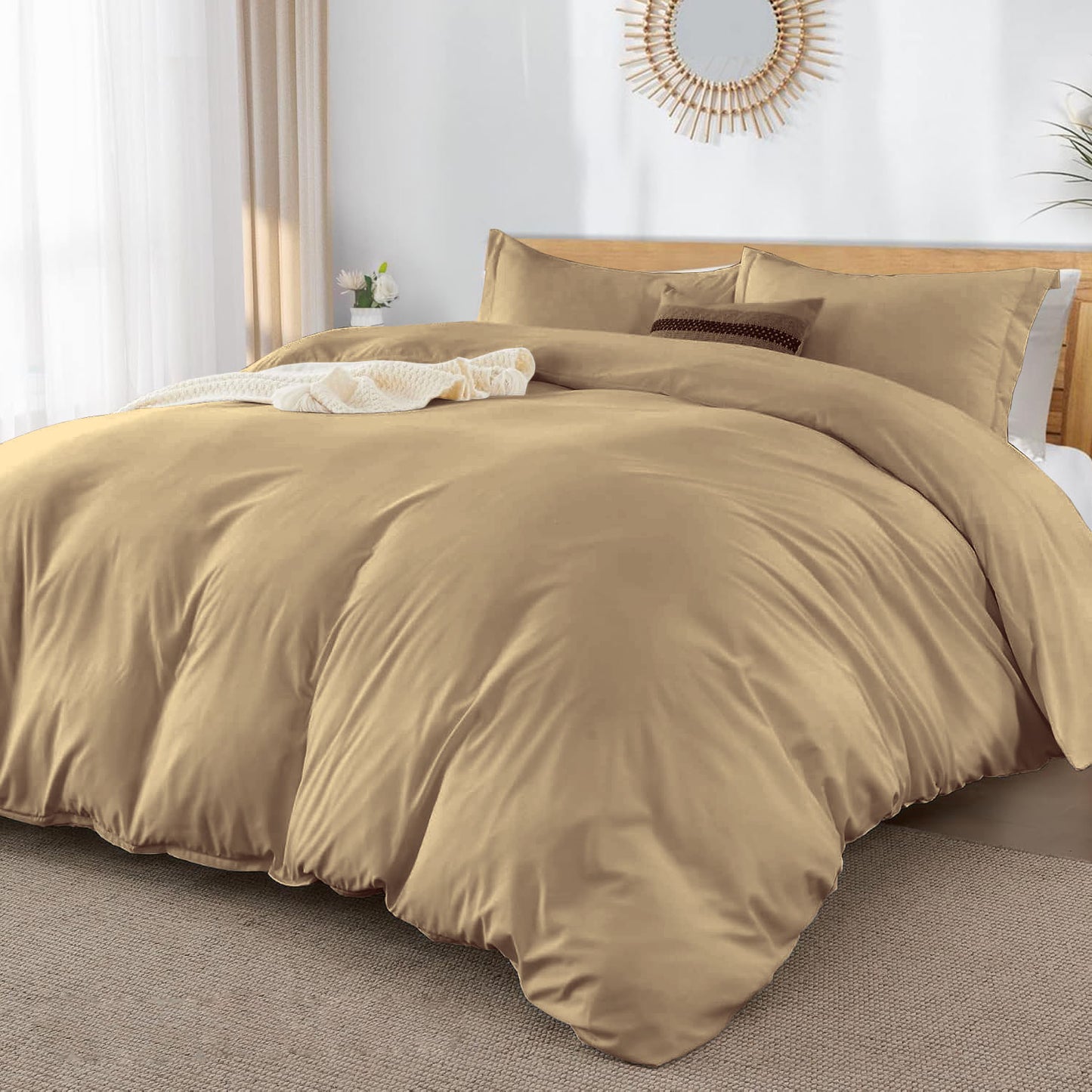 Premium Brushed Microfiber 1pc Duvet Cover Set with Zipper Closure & Corner Ties
