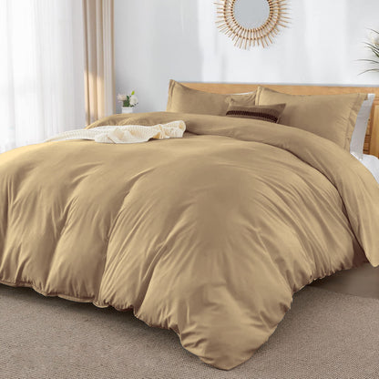 Premium Brushed Microfiber 1pc Duvet Cover Set with Zipper Closure & Corner Ties