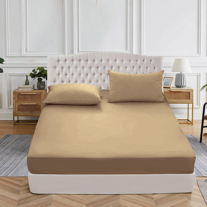 400TC 100% Organic Cotton 3pc Fitted Sheet 18" Deep Pocket ( 1 Fitted & 2 Pillowcases )