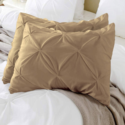 400TC 100% Organic Cotton Set of 2PC Pinch Pleated Pillow Cases Envelope Closure