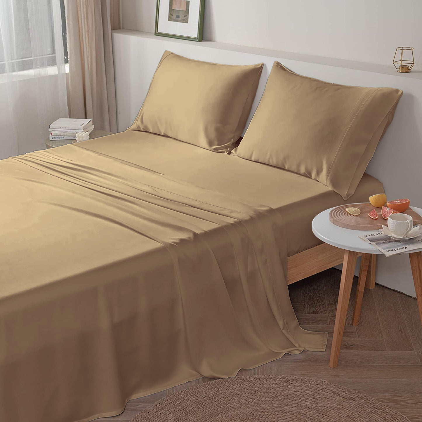 400TC 100% Organic Cotton 3pc Flat Sheet All Size/Colors ( 1 Flat & 2 Pillowcases )