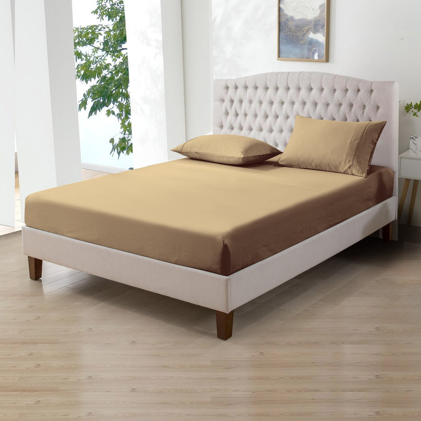 800TC 100% Organic Cotton 3pc Fitted Sheet 18" Deep Pocket ( 1 Fitted & 2 Pillowcases )