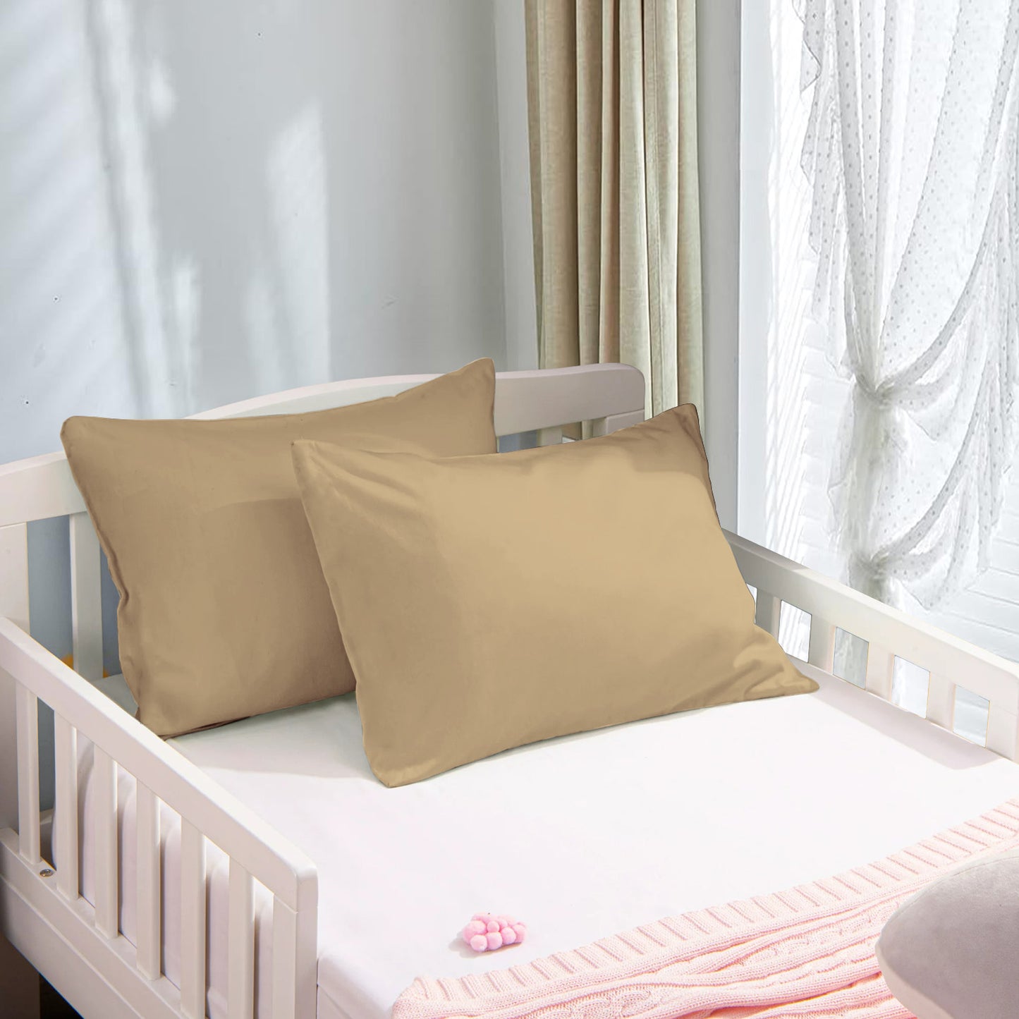 800TC 100% Organic Cotton Set of 2 Toddler/Travel Pillow Cases Zipper Closure