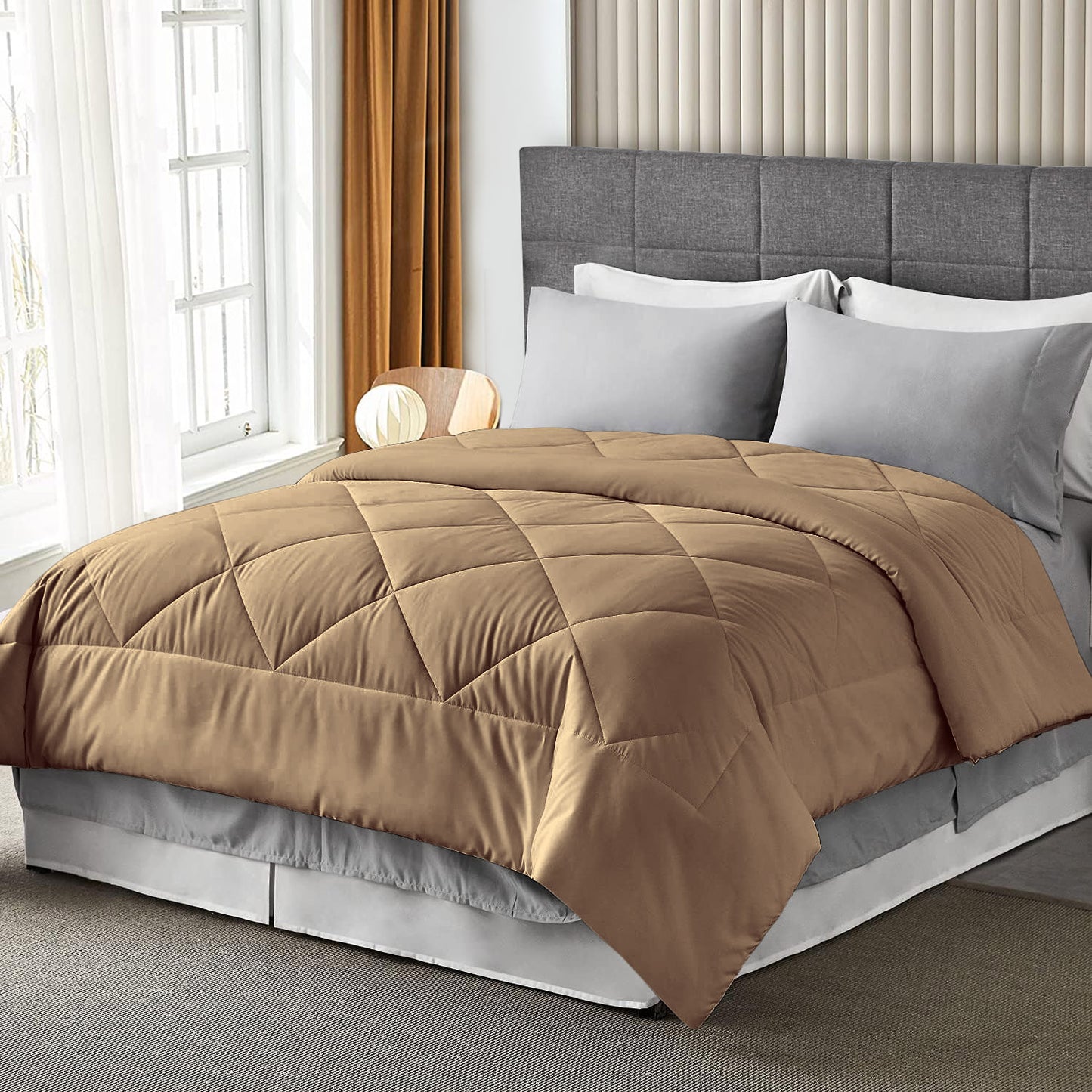 400TC 100% Organic Cotton All Season Export Quality 1pc Comforter, 300GSM, 700+ Fill Power, 45 oz Fill Weight